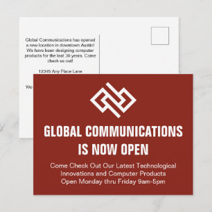 Rotes Geschäft Großeröffnung Unternehmenswerbung Postkarte