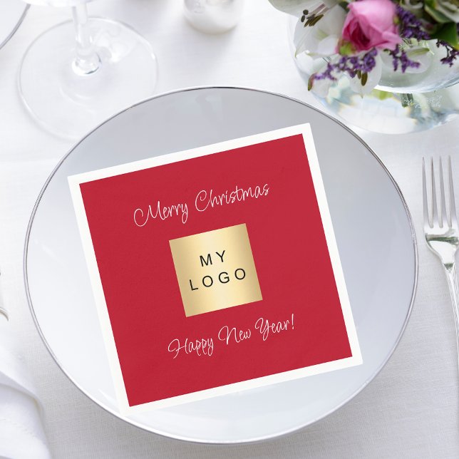 Rotes Geschäft-Logo Weihnachten Serviette (Von Creator hochgeladen)