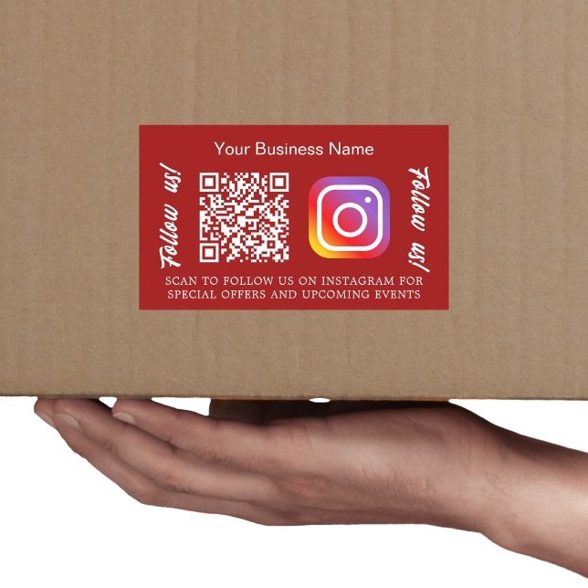 Rotes Geschäftsnamen-QR-Code Instagram Rechteckiger Aufkleber (Von Creator hochgeladen)