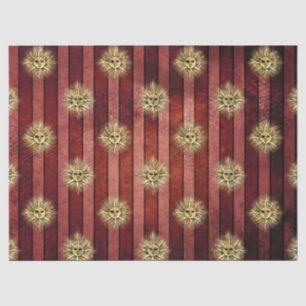 Rotes gestreiftes goldenes Sonnen-Gesichtsmuster v Seidenpapier