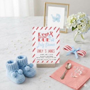 Rotes gestreiftes Koketten-Baby-Shower Einladung