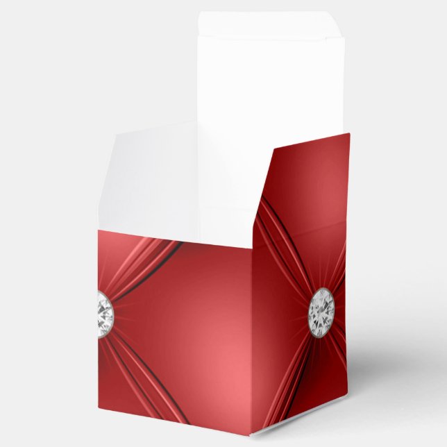 Rotes getuftes kleines quadratisches Dekorationsmu Geschenkschachtel (Geöffnet)