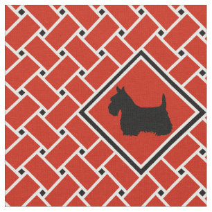 Rotes Gewebe, Diamant, Scottish Terrier, Design Stoff