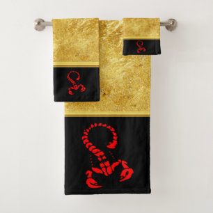 Rotes Giftkorpion sehr giftiges Insekt Badhandtuch Set