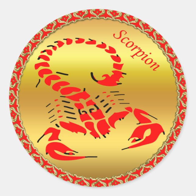 Rotes Giftkorpion sehr giftiges Insekt Runder Aufkleber (Vorderseite)