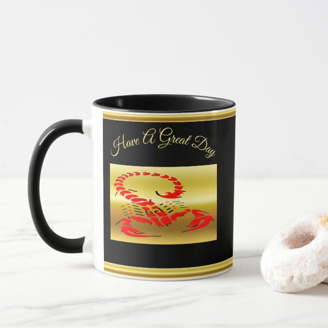 Rotes Giftkorpion sehr giftiges Insekt Tasse (Mit Donut)