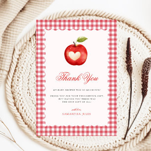 Rotes Gingham-Apple-Of-Our-Eye-Baby-Shower Dankeskarte
