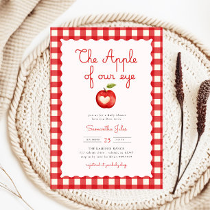 Rotes Gingham-Apple-Of-Our-Eye-Baby-Shower Einladung