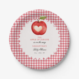 Rotes Gingham Apple of Our Eye Baby Shower Pappteller