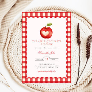 Rotes Gingham Apple of Our Eye Babyshower Einladung