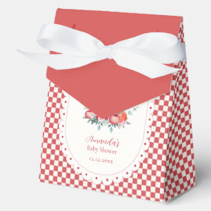 Rotes Gingham-Blumen-Ernte-Apfel-Baby-Party  Geschenkschachtel