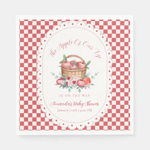 Rotes Gingham-Blumen-Ernte-Apfel-Baby-Party Serviette