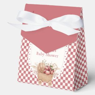 Rotes Gingham Boho Augapfel Baby Shower Geschenkschachtel