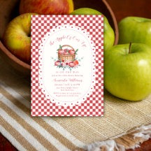 Rotes Gingham-Ernte-Apfel Unserer Liebling Baby Sh