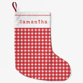 Rotes Gingham Frohe Weihnachten Persönliches Weihn Kleiner Weihnachtsstrumpf