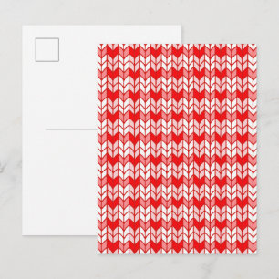 ROTES GINGHAM GESTRICKT Postkarte / Hochformat