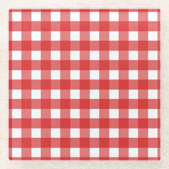 Rotes Gingham Glasuntersetzer (Vorderseite)