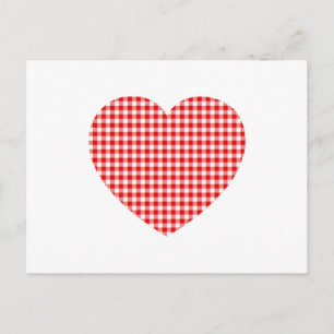Rotes Gingham-Herz Postkarte
