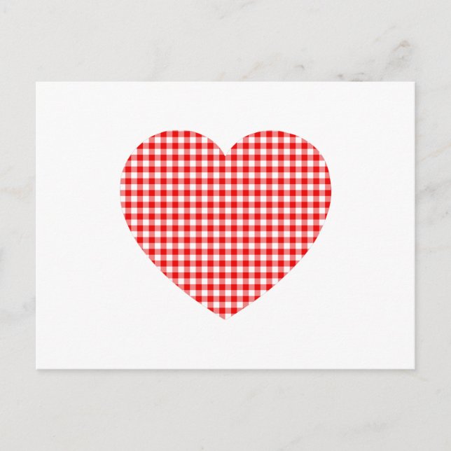 Rotes Gingham-Herz Postkarte (Vorderseite)