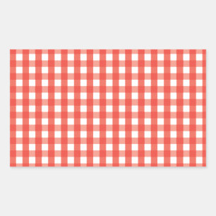 Rotes Gingham-Karo-Muster Rechteckiger Aufkleber