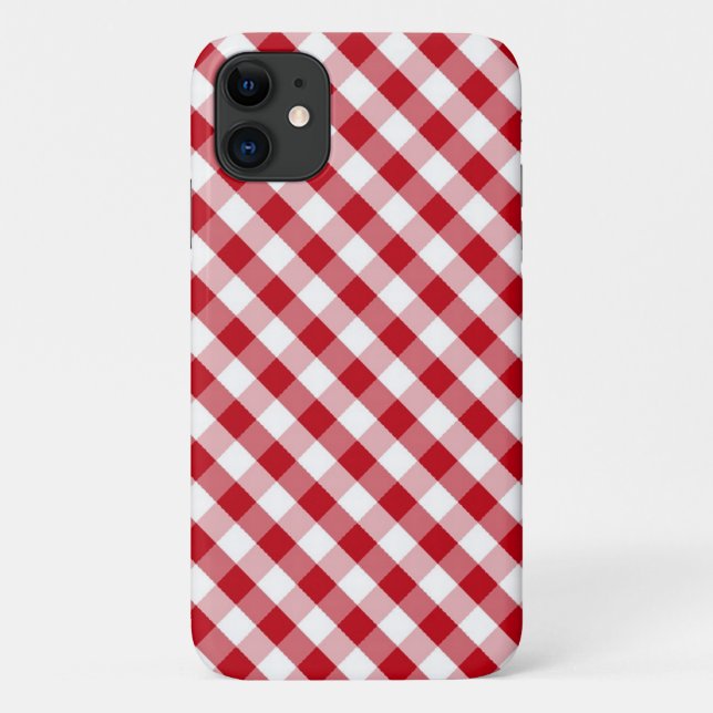 Rotes Gingham-Muster Case-Mate iPhone Hülle (Rückseite)