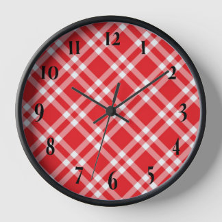 Rotes Gingham-Muster Uhr