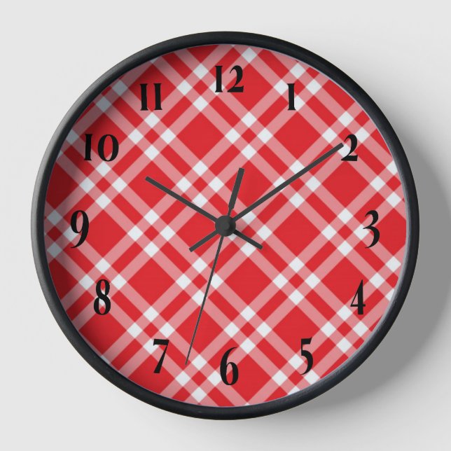 Rotes Gingham-Muster Uhr (Vorderseite)