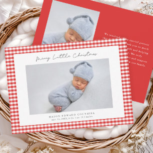 Rotes Gingham-Muster Weihnachten Foto Dankeschön-K Dankeskarte