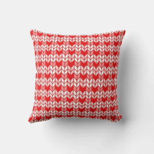 ROTES GINGHAM-STRICK Quadratischer Sofakissen-Wurf Kissen