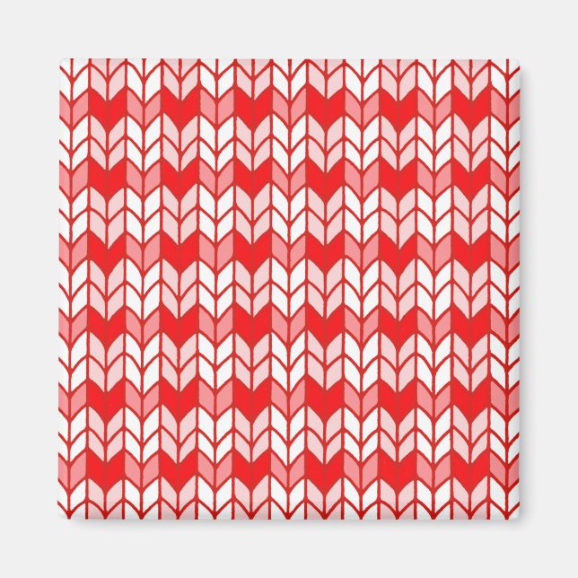 ROTES GINGHAM-STRICKMAGNET Quadratisch Magnet (Vorne)