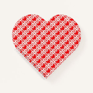 ROTES GINGHAM STRICKMOTIV Herzform Spiralblock Notizbuch