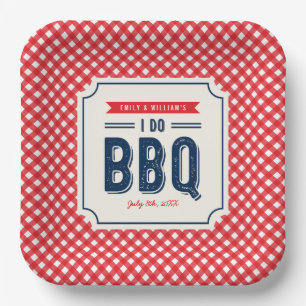 Rotes Gingham und Blau Verlobungsfeier mit I Do BB Pappteller