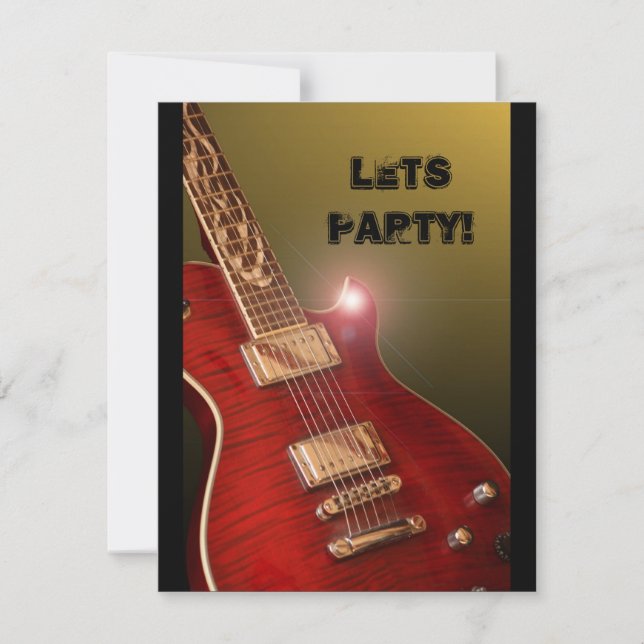 rotes Gitarren-Party laden ein Einladung (Vorderseite)