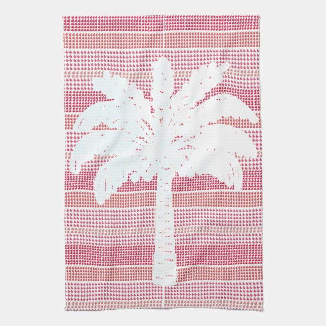 Rotes Gitter mit Palm Tree Tee Handtuch (Vertikal)