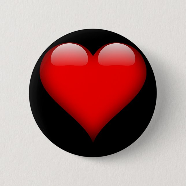 Rotes glänzendes Herz Button (Vorderseite)