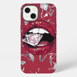 Rotes Glas und Diamanten iPhone 13 Hülle