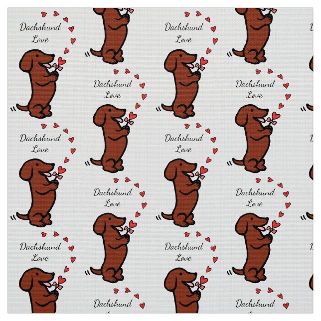 Rotes glattes Dackel-Liebe-Gewebe Stoff (Muster)