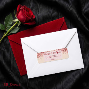 Rotes Glitter Champagner Elegante Rücksendeadresse