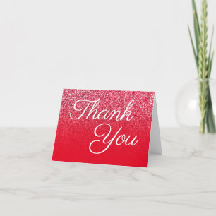 Rotes Glitter-Ombre-elegante Kalligrafie Dankeskarte