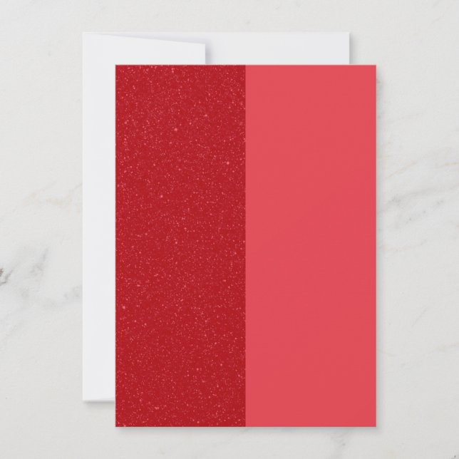 Rotes Glitter & Solides Split-Panel-Dankeskarten Dankeskarte (Vorderseite)