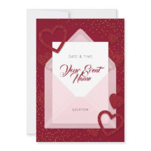 Rotes Glitterherz Rosa Umschlag Romantisch