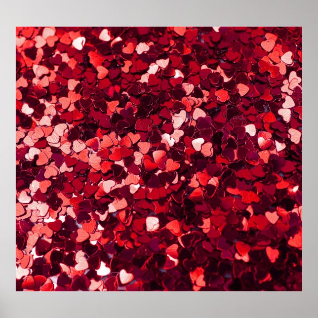 Rotes Glitzer Herz: Minimalistische Textur. Poster (Vorne)