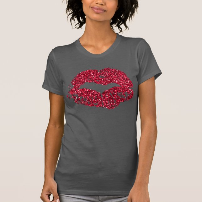 Rotes Glitzer-LippenShirt T-Shirt (Vorderseite)