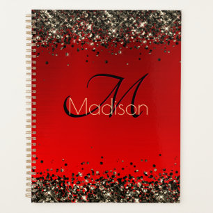 Rotes Glitzer-Monogramm Planer