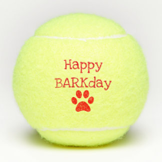Rotes glückliches Barkday Tennisbälle
