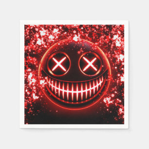 Rotes glühendes lächelndes Gesicht Asche Halloween Serviette