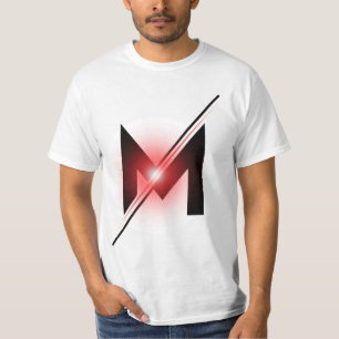 Rotes, glühendes Schrägstrich-Buchstabe M-Monogram T-Shirt