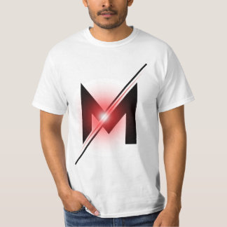 Rotes, glühendes Schrägstrich-Buchstabe M-Monogram T-Shirt
