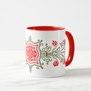 Rotes Gold Blumige Kunst Kaffee-Tasse Tasse