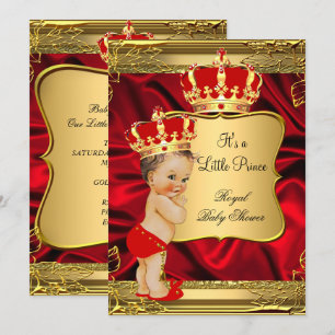 Rotes Gold Braunes Baby Jungen Prinz Baby Shower Einladung